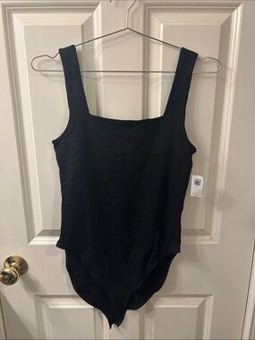 Black Square Neck Bodysuit